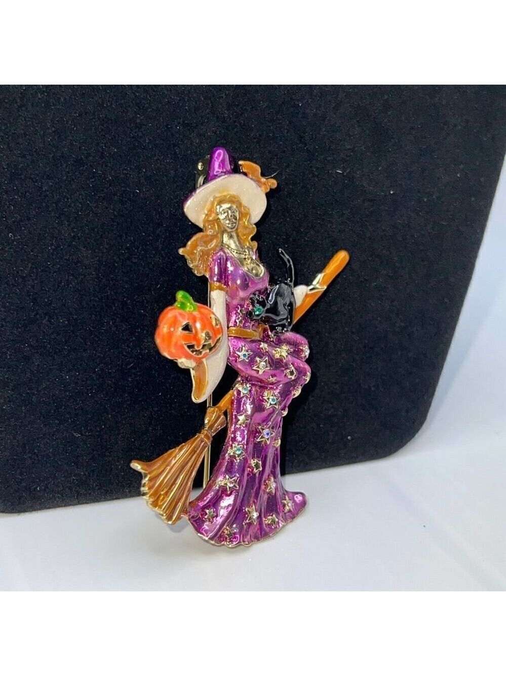 KIRK'S FOLLY BROOCH / CLIP PENDANT Lilac Purple STELLA BY STARLIGHT WITCH Gold